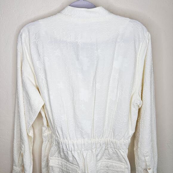 NWT J Crew Embroidered Floral Long Sleeve Tie Waist Cream Utility Romper 14 - Picture 10 of 16